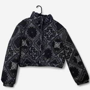 Elodie Crop Puffer Jacket Paisley Print Size XL